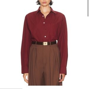 DONNI. Deep Red Button-Down Shirt